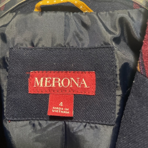 Merona Women's Blazer in Navy and Red Check - Picture 2 of 4